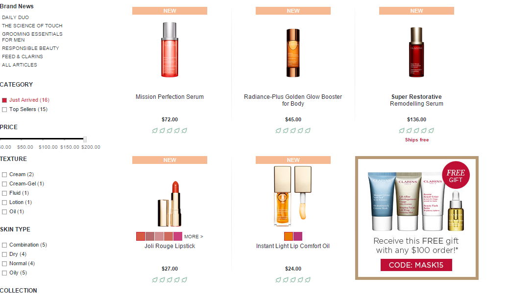 Clarins US Free Gift Examples